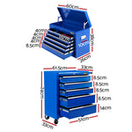 14 Drawer Tool Box Cabinet Chest Mechanic Garage Storage Trolley Blue