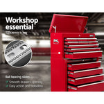 14 Drawer Tool Box Cabinet Chest Mechanic Garage Storage Trolley Red
