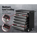 Tool Chest and Trolley Box Cabinet 16 Drawers Cart Garage Storage Black