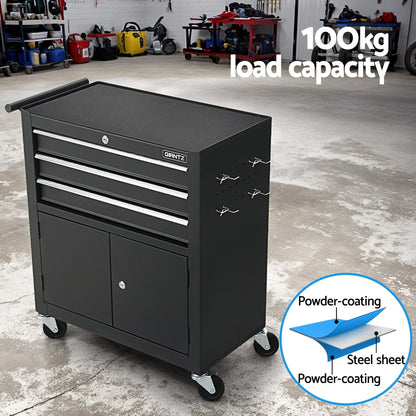 3 Drawer Tool Box Chest Cabinet Toolbox Storage Garage Organiser Wheels