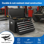 5 Drawer Tool Chest Box Cabinet Lockable Garage Storage Organiser Black