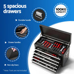 5 Drawer Tool Chest Box Cabinet Lockable Garage Storage Organiser Black
