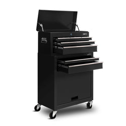 7 Drawer Tool Box Cabinet Chest Trolley Toolbox Garage Storage Black