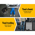 7 Drawer Tool Box Cabinet Chest Storage Garage Toolbox Organiser Set  Black and Grey
