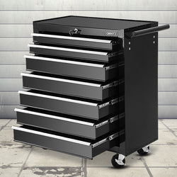 7 Drawer Tool Box Cabinet Chest Trolley Storage Garage Toolbox Black