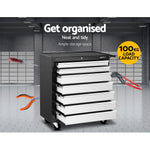 Tool Chest and Trolley Box Cabinet 7 Drawers Cart Garage Storage Black and Silver