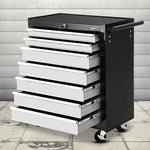 Tool Chest and Trolley Box Cabinet 7 Drawers Cart Garage Storage Black and Silver