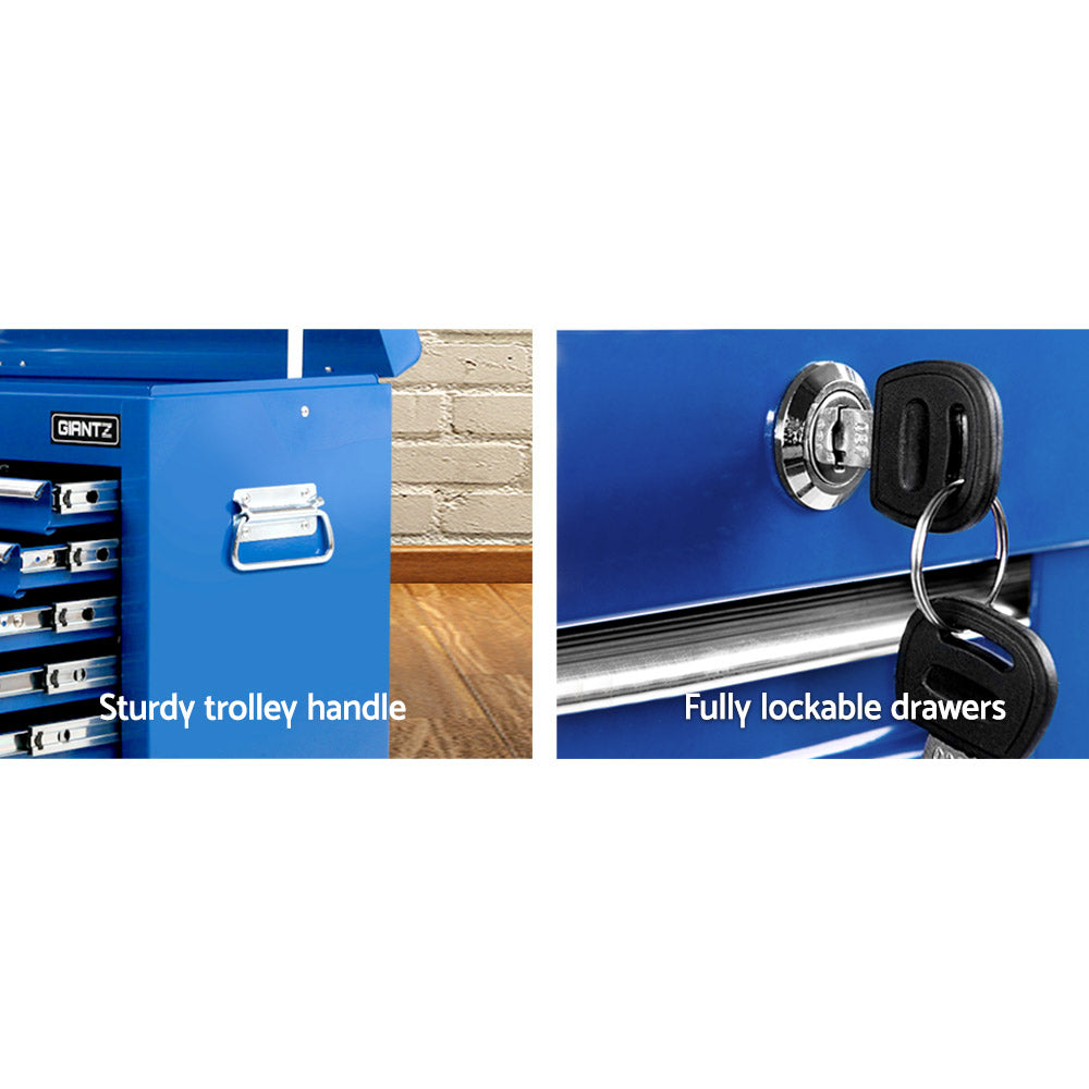 9 Drawer Tool Box Cabinet Chest Toolbox Storage Garage Organiser Blue