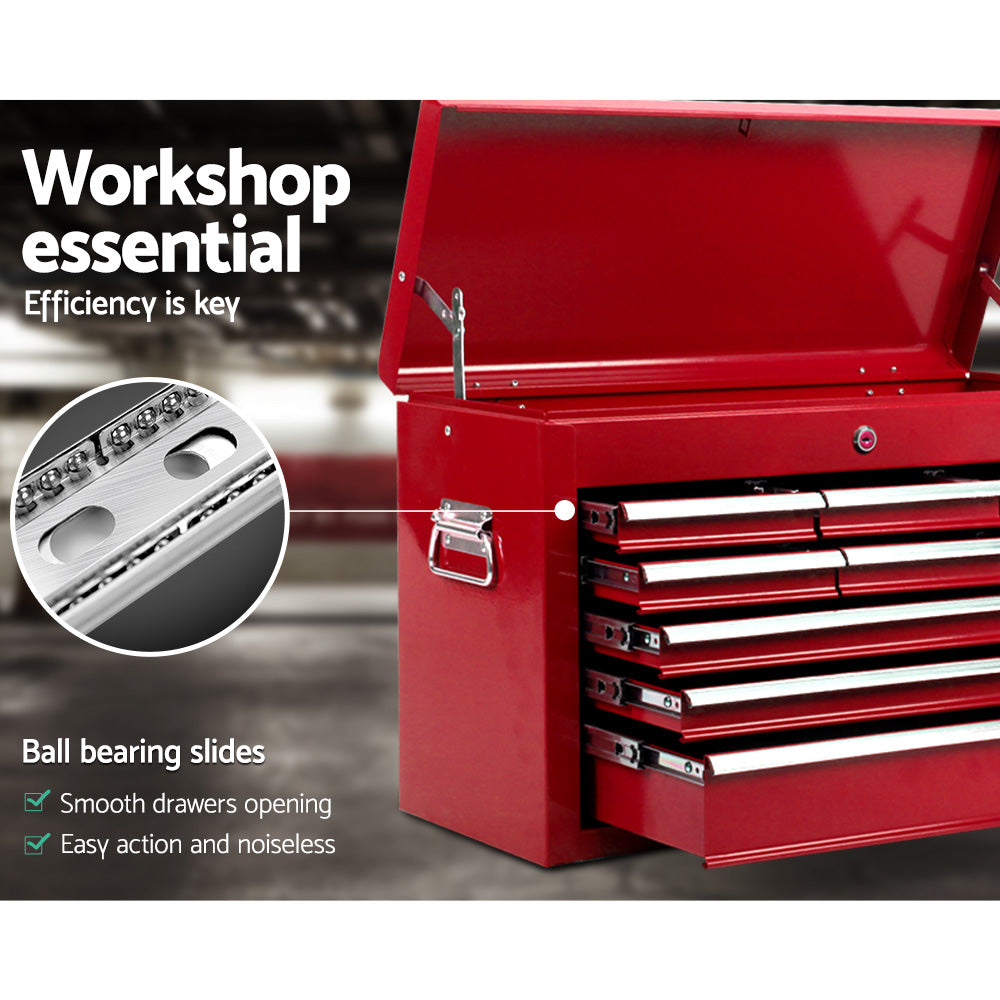 9 Drawer Tool Box Cabinet Chest Toolbox Storage Garage Organiser Red