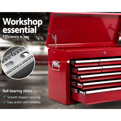 9 Drawer Tool Box Cabinet Chest Toolbox Storage Garage Organiser Red