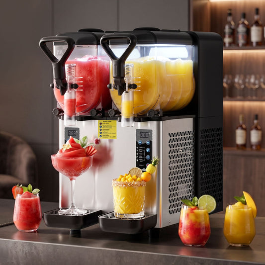 Dual Tank Slushie Machine Commercial 2x4cm
