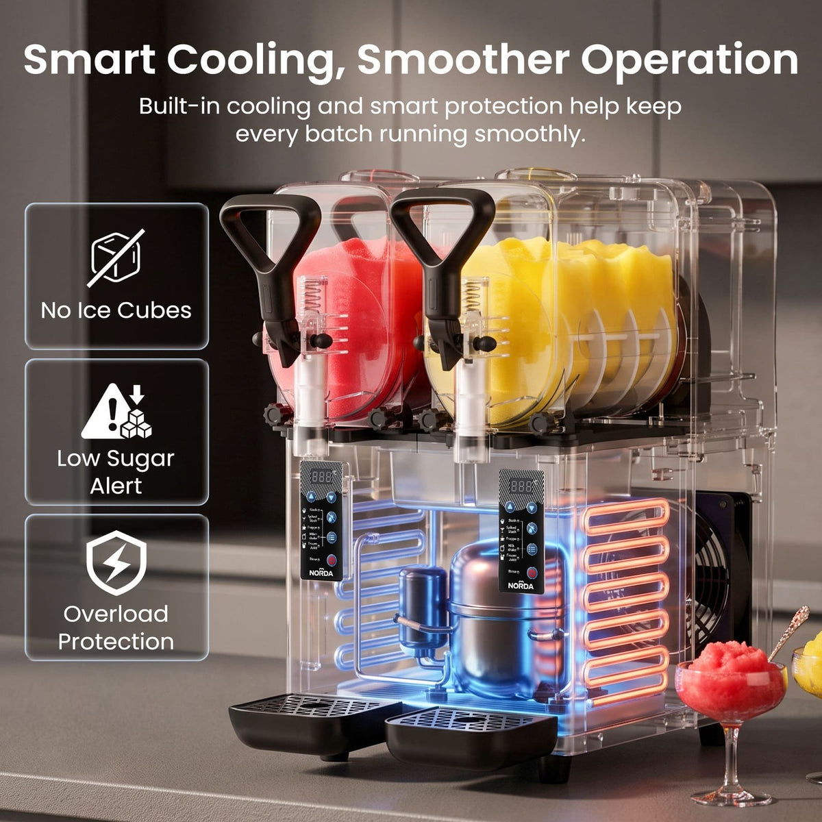Dual Tank Slushie Machine Commercial 2x4cm