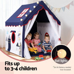 Kids Play Tent Playhouse Castle with Floor Mat String Ball Light 134X103CM