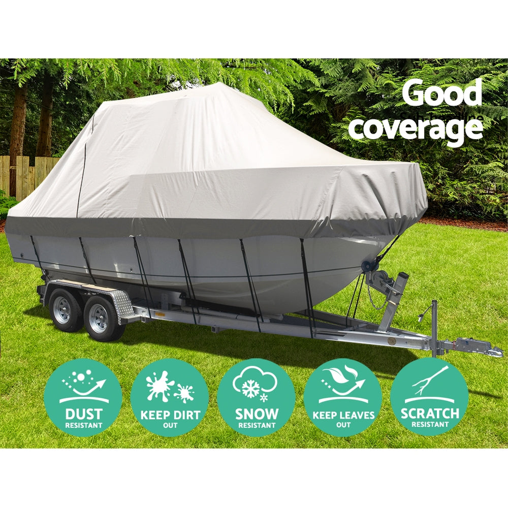 Boat Cover 21-23Ft Trailerable Jumbo Marine 600D Heavy Duty Grey