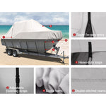 Boat Cover 21-23Ft Trailerable Jumbo Marine 600D Heavy Duty Grey