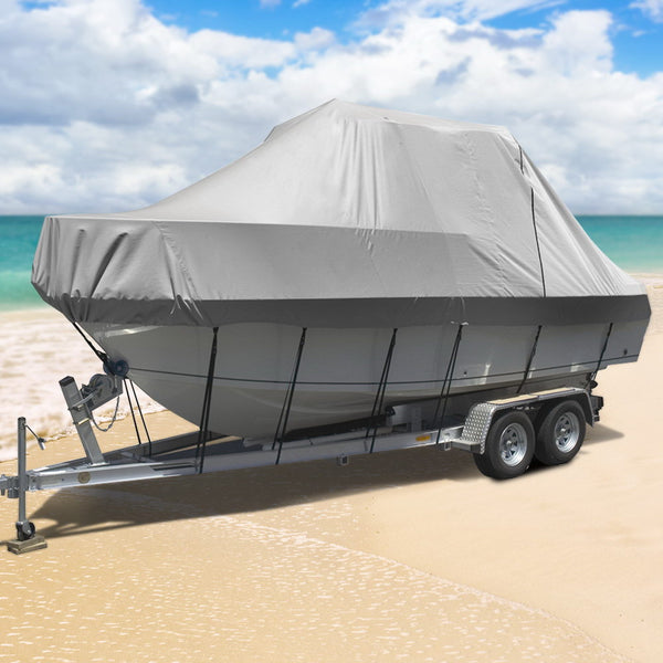  Boat Cover 21-23Ft Trailerable Jumbo Marine 600D Heavy Duty Grey