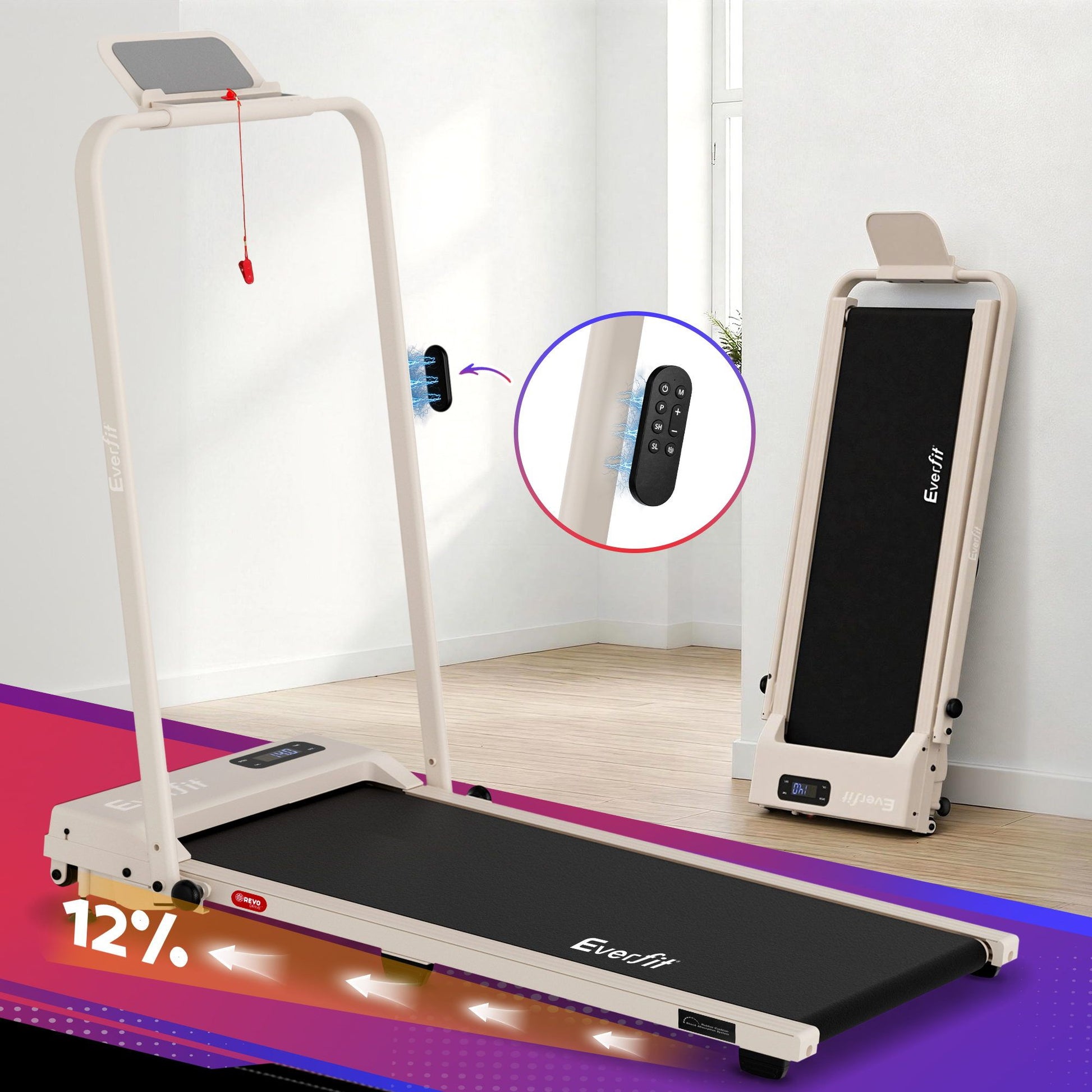 Walking Pad Treadmill 12% Incline Foldable | HomeAndLiving