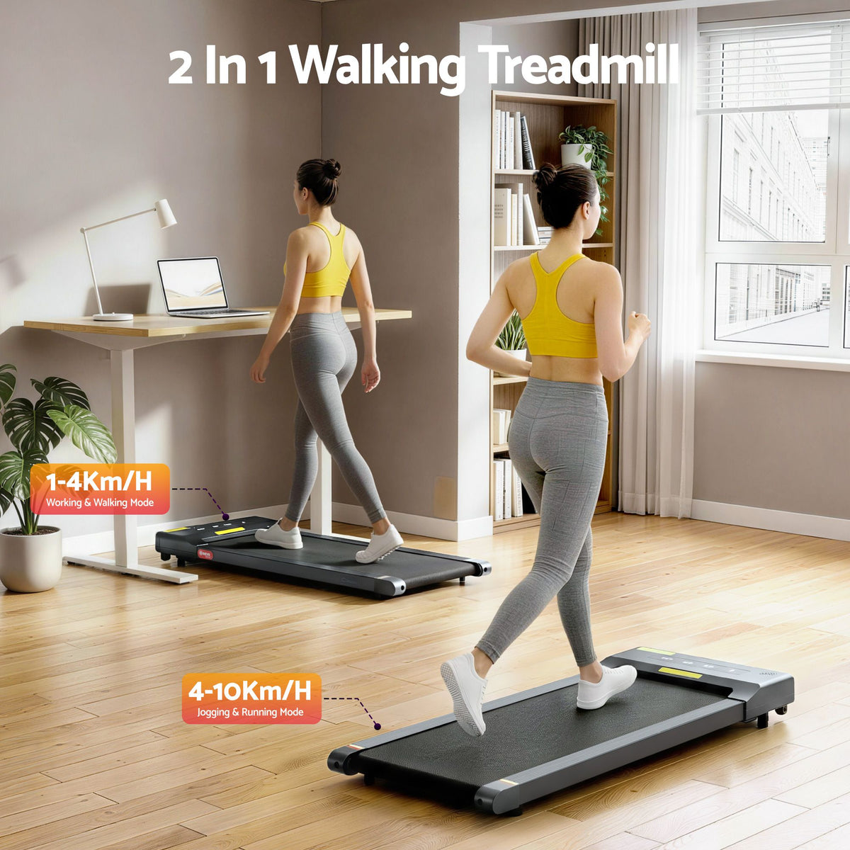 Treadmill Electric Walking Pad Under Desk Home Gym Fitness 400Mm Grey