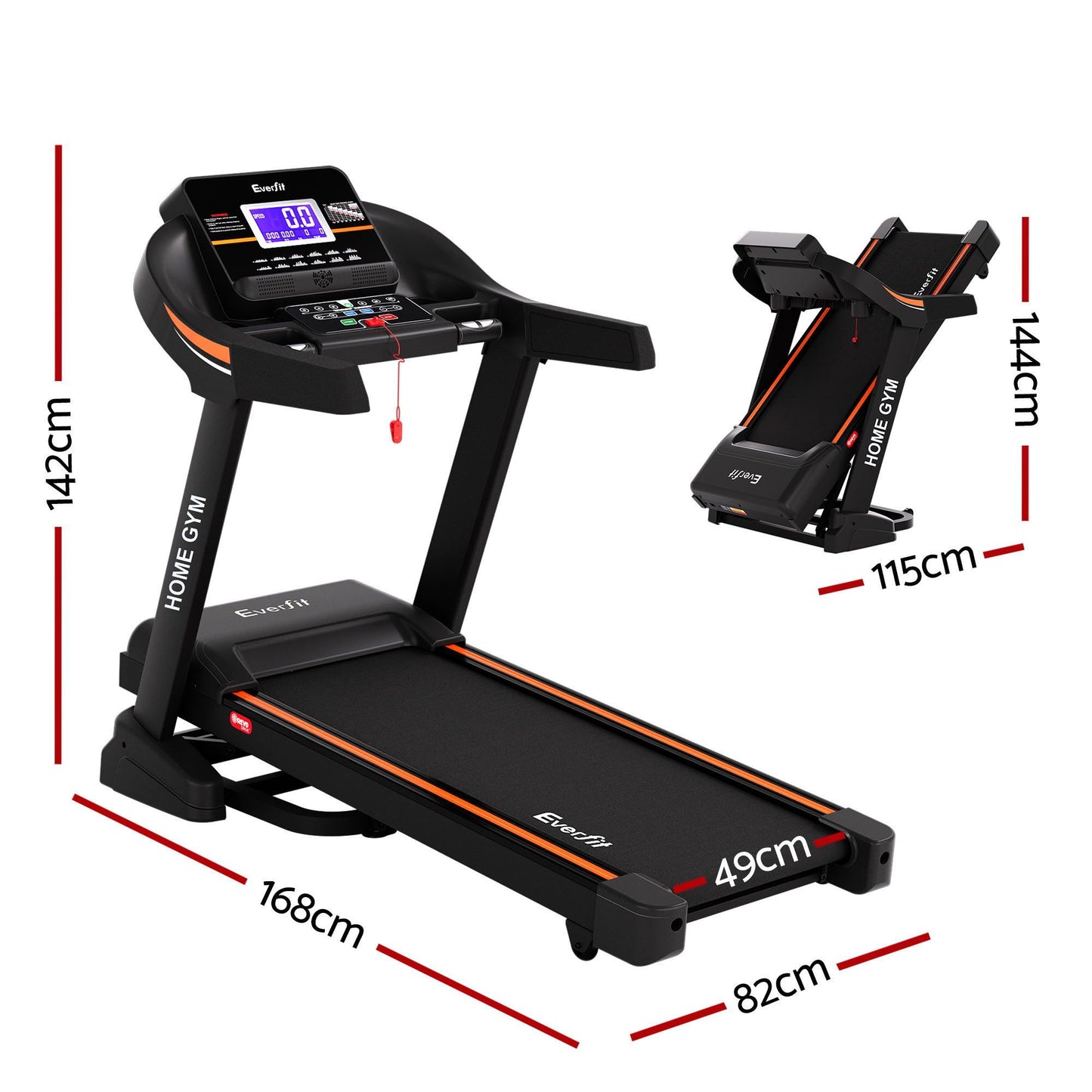 Treadmill Electric Auto Incline Home Gym Fitness Exercise Machine 490mm