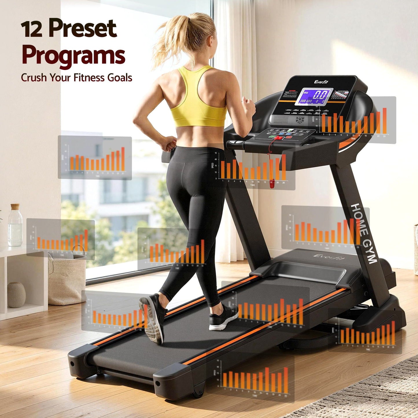 Treadmill Electric Auto Incline Home Gym Fitness Exercise Machine 490mm