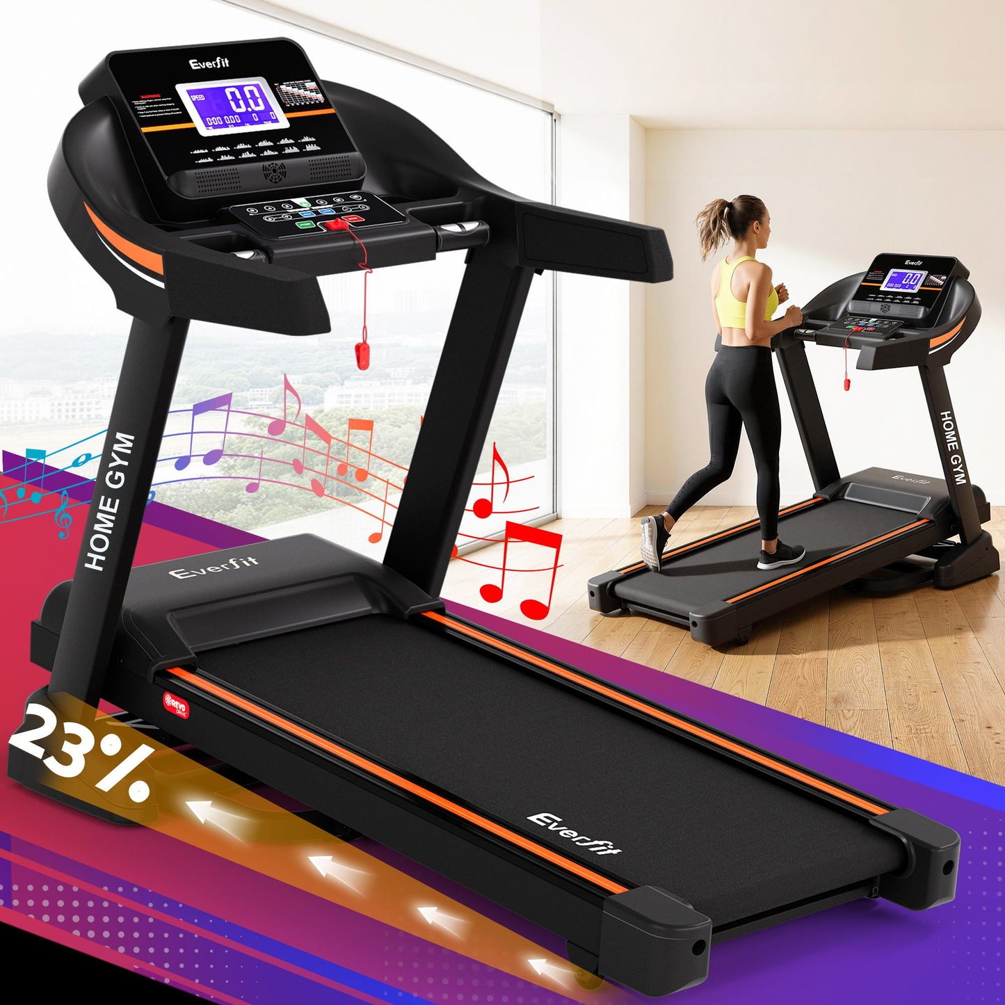 Treadmill Electric Auto Incline Home Gym Fitness Exercise Machine 490mm