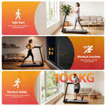 Treadmill Electric Walking Pad Foldable Incline for Home Office Gym Black