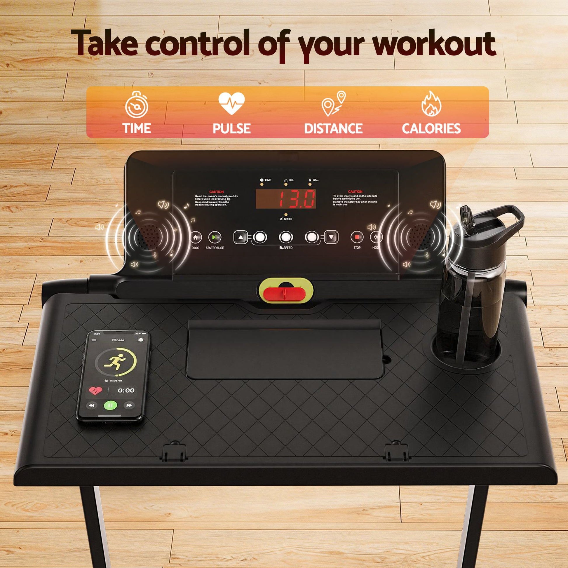 Treadmill Electric Walking Pad Foldable Incline for Home Office Gym Black - 8