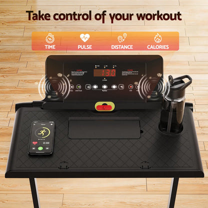 Treadmill Electric Walking Pad Foldable Incline for Home Office Gym Black - 8