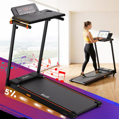 Treadmill Electric Walking Pad Foldable Incline for Home Office Gym Black - 2