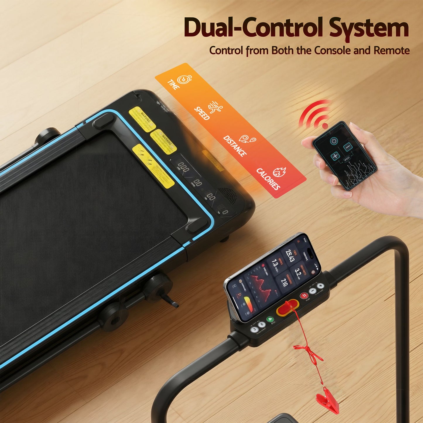 Treadmill Electric Walking Pad Under Desk Home Gym Fitness 420Mm Remote