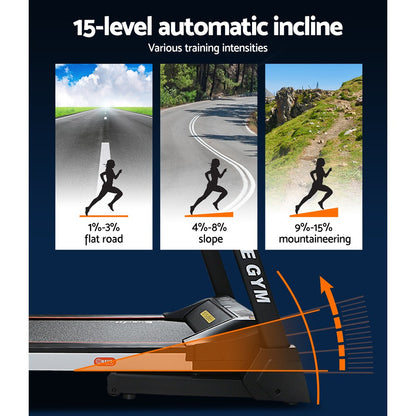 Treadmill Electric Auto Level Incline Home Gym Fitness Exercise 450Mm