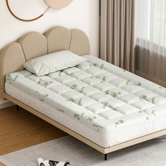 Giselle Bedding Pillowtop Mattress Topper 7.5cm Thick Bamboo Pad for Back Pain Relief Washable Skin-friendly Bed Protector with 45cm Deep Pocket Single