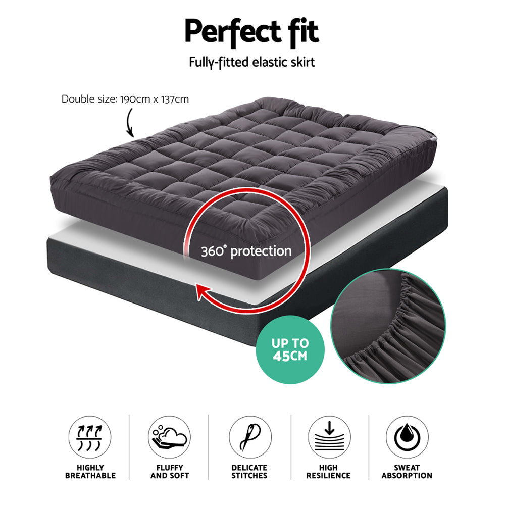 Mattress Topper Pillowtop Bamboo Charcoal Double