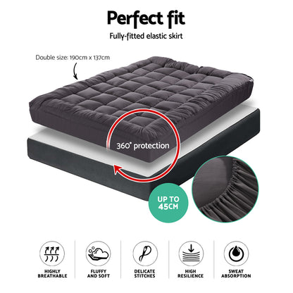 Mattress Topper Pillowtop Bamboo Charcoal Double