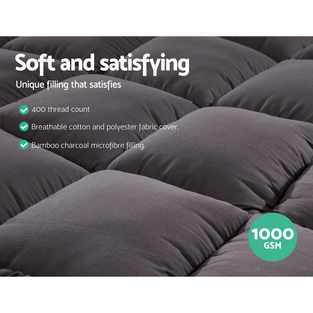 Mattress Topper Pillowtop Bamboo Charcoal King