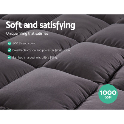 Mattress Topper Pillowtop Bamboo Charcoal King