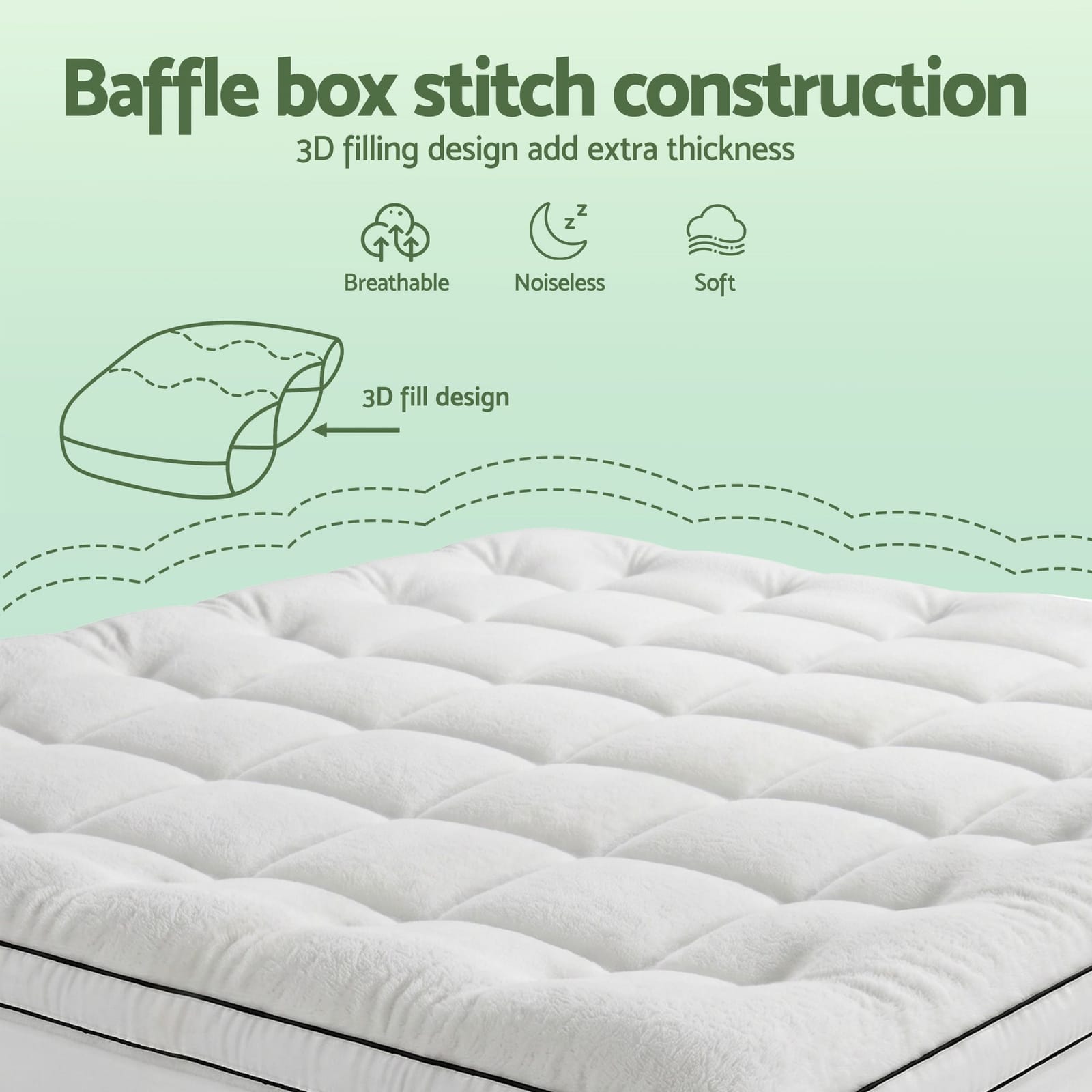 White mattress 203x183cm, view 9