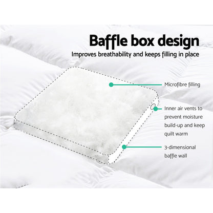 Giselle Bedding Pillowtop Mattress Topper 5cm Thick Pad for Back Pain Relief Washable Underlay Protector 1000GSM Microfibre Filling 45cm Deep Pocket Queen
