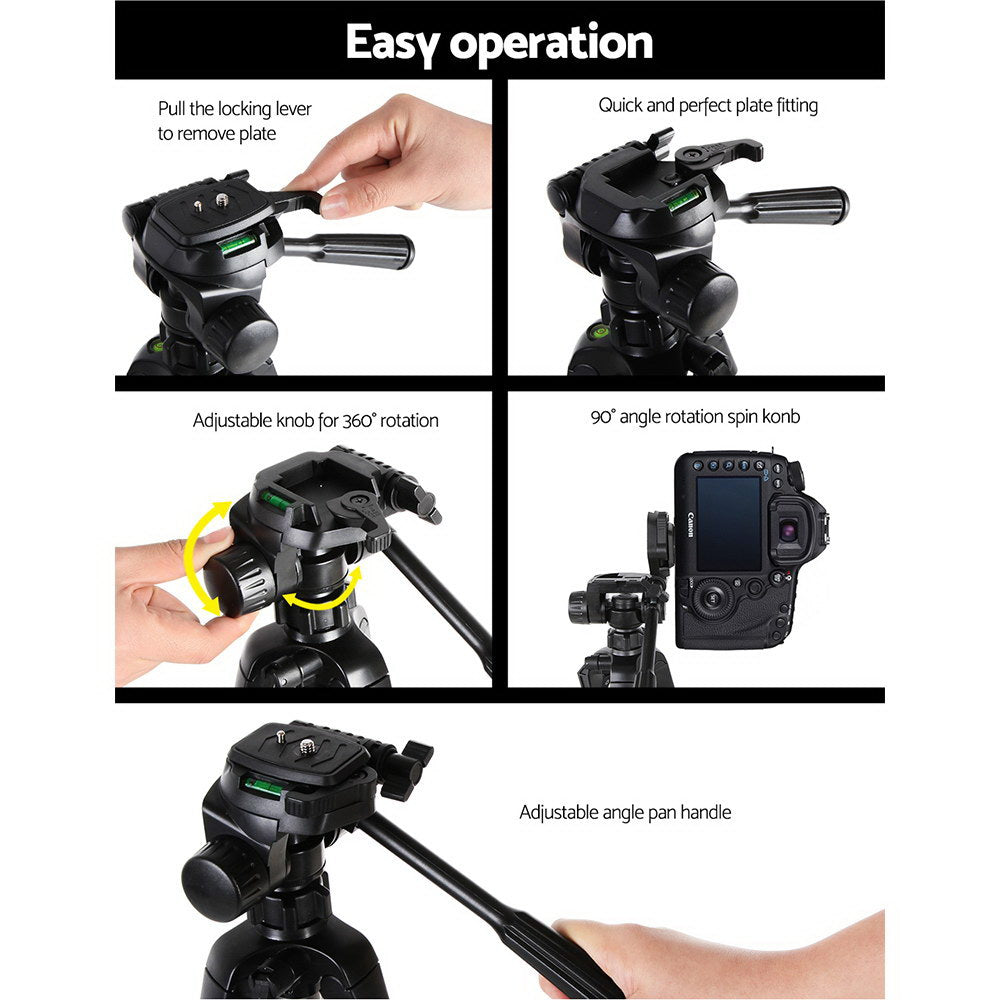 Professional Dslr Camera Tripod Stand, Adjustable 62-160Cm Gold