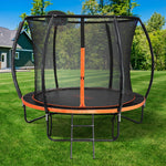 10FT/12FT Kids Trampline Safety Net Basketball Set Ladder Round