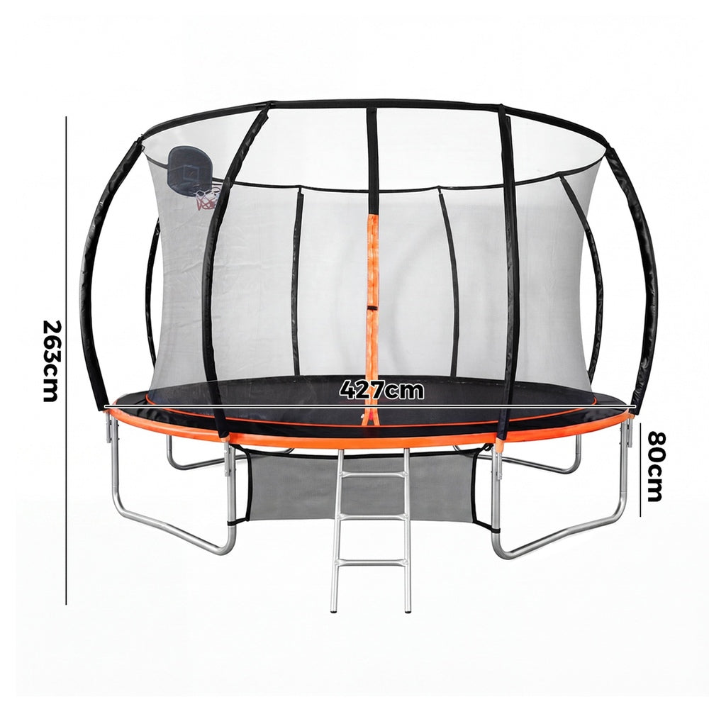 14FT Kids Trampoline Set 427x427x263cm
