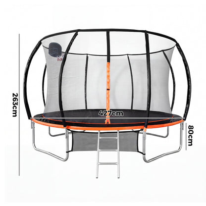 14FT Kids Trampoline Set 427x427x263cm