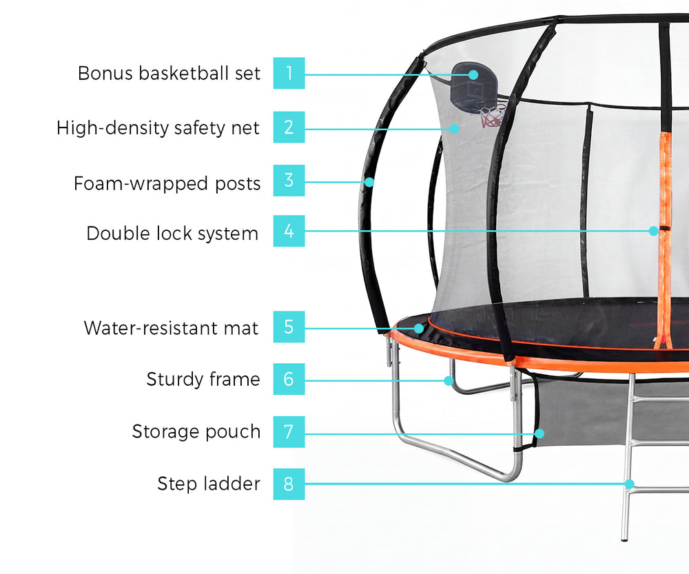 14FT Kids Trampoline Set 427x427x263cm
