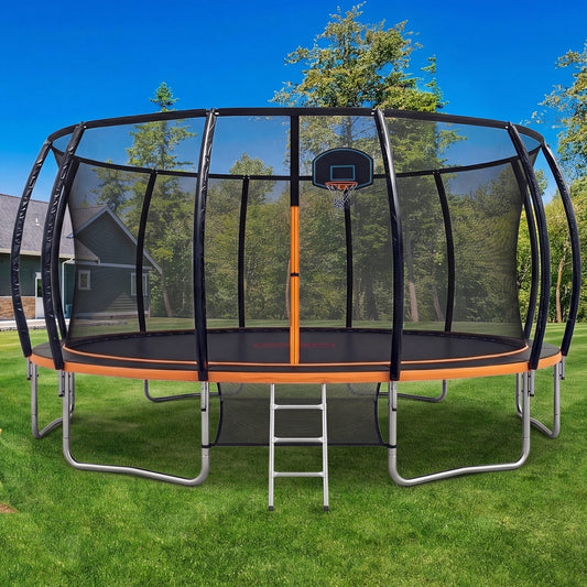 16FT Enclosed Trampoline Set 488x488x263cm