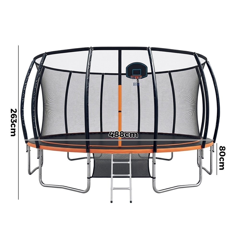 16FT Enclosed Trampoline Set 488x488x263cm