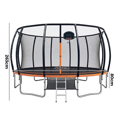 16FT Enclosed Trampoline Set 488x488x263cm