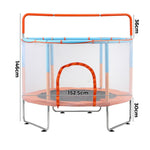 60 Inch Kids Trampoline Enclosure Safety Net Horizontal Bar