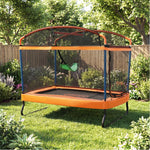 6ft Kids Trampoline With Swing Bar And Rectangular Safety Enclosure