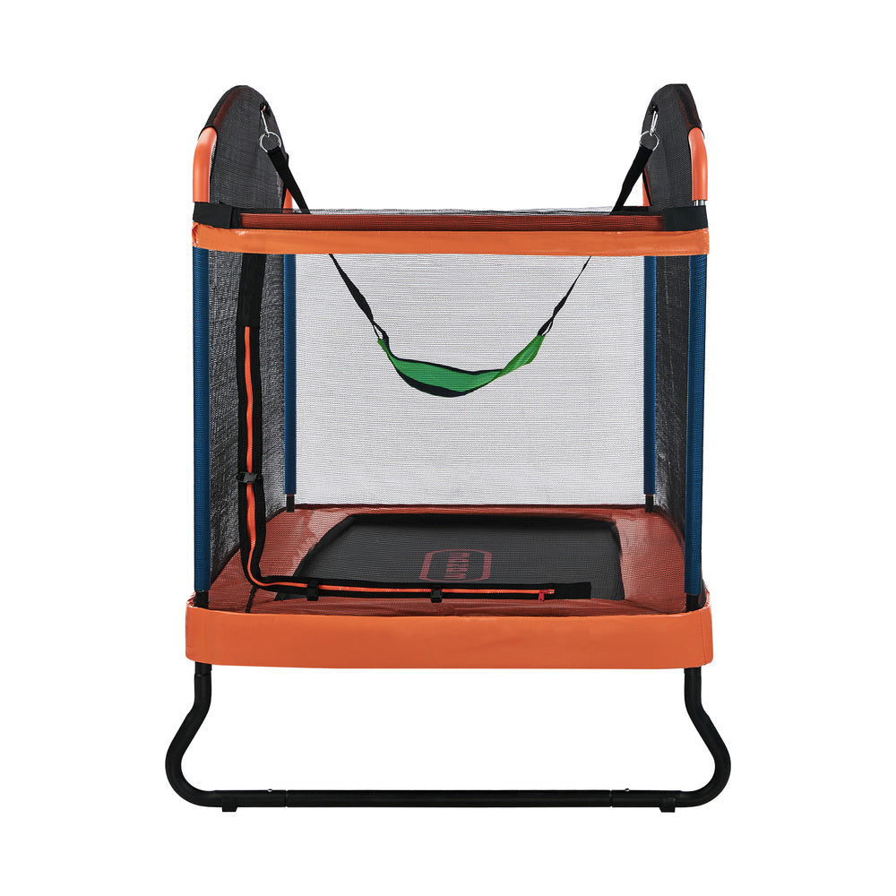 6ft Kids Trampoline With Swing Bar And Rectangular Safety Enclosure