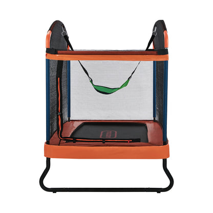 6ft Kids Trampoline With Swing Bar And Rectangular Safety Enclosure